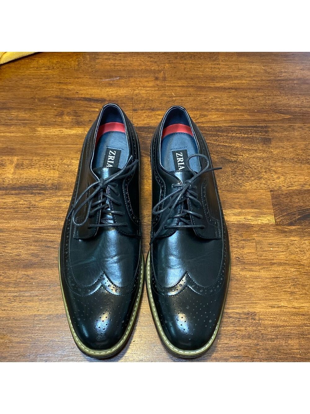Zriang Men’s Wingtip Brogue Leather Lined Lace-up Oxford Shoes size 11 , black